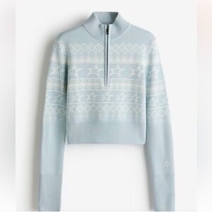 H&M Perfect Moment Jacquard-Knit Merino Wool Sweater in Blue